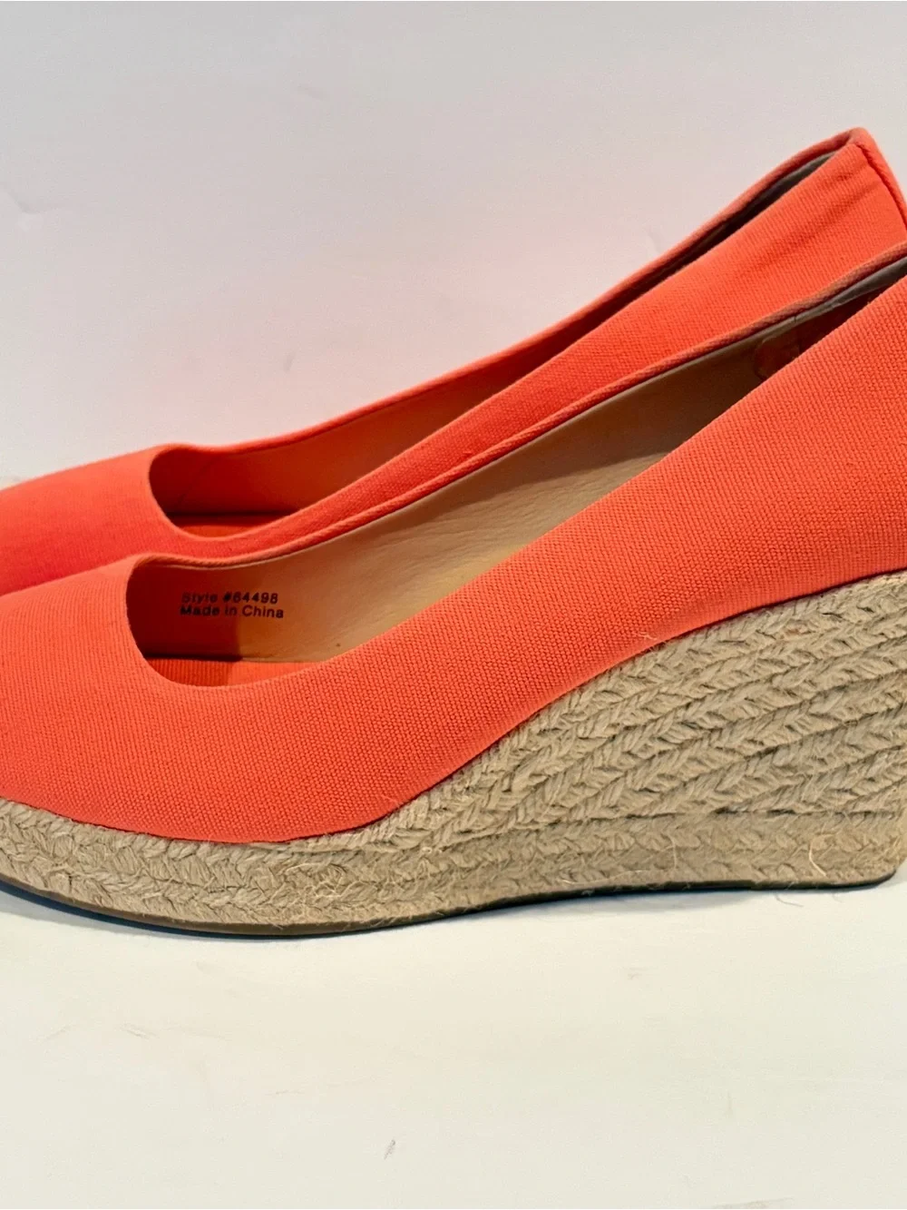 J Crew Seville Canvas Espadrille Wedges Neon Rose Coral Pink Jute Heels 9 Resort
